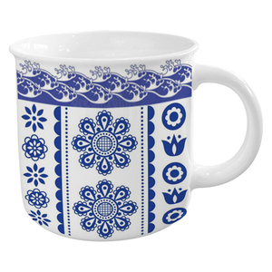 แก้วเซรามิกสีน้ำเงินสไตล์เรโทรแบบกำหนดเอง แก้วพอร์ซเลนทนทานสำหรับใช้ในชีวิตประจำวันและเป็นของขวัญทางธุรกิจ รุ่นใหม่ - Product Image 3