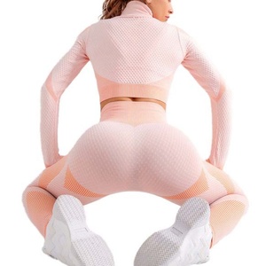 Conjunto Deportivo de 2 Piezas para Mujer, Chaqueta con Cremallera y Leggings de Cintura Alta, para Gimnasio, Entrenamiento, Fitness y Yoga - Product Image 2