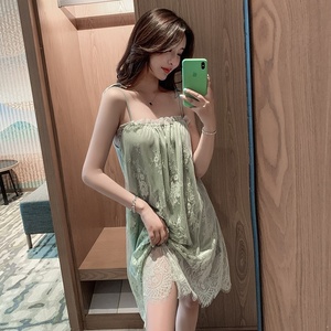 Camisón Sexy con Tirantes y Cuello, sin Mangas, con Encaje, para Mujer, Pijama de Verano, Ropa de Dormir, Talla Grande para Chicas Curvilíneas - Product Image 1