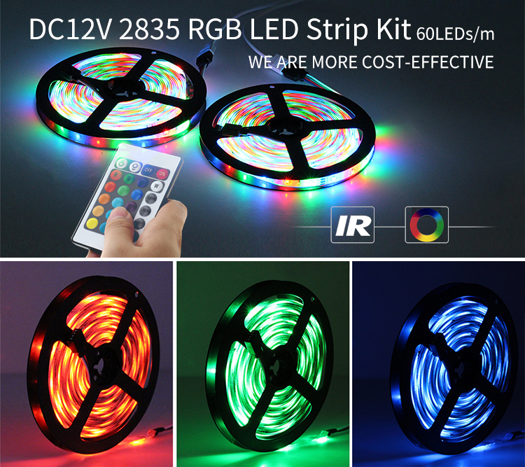 Hot Sell Smd3528 2835 300leds Rgb 5m Set Ip65 Wholesale Color Remote Controller Light Led Strip Set For Party