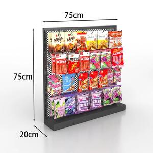 ชั้นวางสินค้าซุปเปอร์มาร์เก็ตแบบตะขอเกี่ยวสำหรับขนมขบเคี้ยว ยา และเครื่องดื่ม ปรับระดับได้ ทำจากโลหะ มีไฟ - Product Image 3