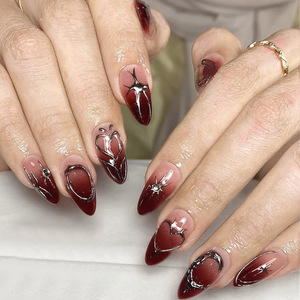 Uñas Acrílicas Y2K Minimalistas con Efecto Metal Líquido, Forma Almendrada, Uso Diario, Cobertura Total, para <span class=keywords><strong>Chicas</strong></span> - Product Image 6