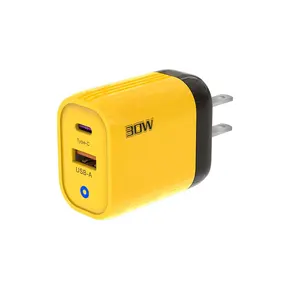 블루 라이트 2A/30W 완전 동의 PD + USB 듀얼 포트 모든 휴대폰 충전기에 적합한 황색 황색 벽 어댑터 전화 충전기