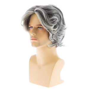 Venta al por mayor guapo pelucas de pelo esponjoso para los hombres 6 pulgadas mate <span class=keywords><strong>abuela</strong></span> gris <span class=keywords><strong>Peluca</strong></span> de pelo corto - Product Image 3