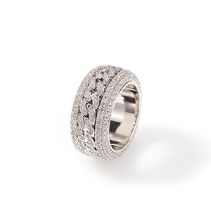 Bague cubaine rotative en zircone style streetwear hip-hop, plaquée or véritable, tendance et personnalisée pour les créateurs de mode - Product Image 4