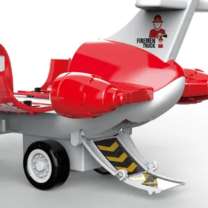 Airplane Toy With Alloy Fire Vehicle Toy Set DIY Storage Airplane Toy Set