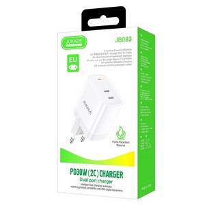 Jokade 2 Port <b>Type</b> <b>C</b> Fast Charging Charger White <b>Plug</b> In Wall <b>Adapter</b> For Phone Tablet - Product Image 4