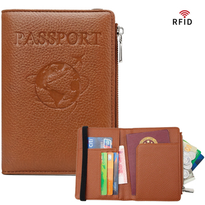 Étui de passeport avec emplacement pour cartes de crédit, portefeuille de voyage, accessoire de voyage indispensable, blocage RFID, accessoires de voyage en cuir - Product Image 1