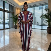 Nouvelle Robe Longue Décontractée Bazin Anti-Plis 2026 pour Vacances, Boubou Africain Kaftan Rayé Grande Taille pour Femme – Collection Été