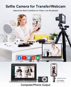 กล้องดิจิตอลพกพาความละเอียดสูง 5K 56MP 48MP ซูมออปติคอล 10 เท่า ของขวัญคริสต์มาส คุณสมบัติสำหรับการถ่ายวิดีโอบล็อก ใช้เซ็นเซอร์ CMOS รองรับการ์ด TF - Product Image 3