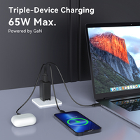 Usine Charge Rapide Qc3.0 4 Ports Pd 65w Gan Ordinateur Portable Chargeur Mural Adaptateur 65w Chargeur Type C pour Baseus Asus hp 65w