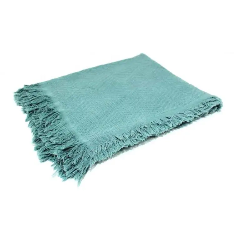 Factory manufacture sofa throw high quality linen throws solid color cotton throws