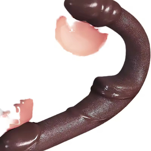 Dildo réaliste en silicone souple à double tête pour couples lesbiens, jouet sexuel pour femmes. - Product Image 6