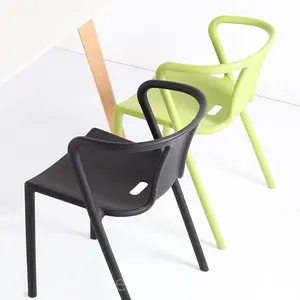 Armrest Dining Chair Designer Simple Modern Colorful Plastic Reception Chair Stackable Outdoor Chair