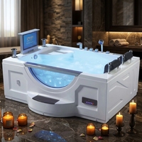 Baignoire de massage design moderne avec TV LED Jet Baignoire à remous Baignoire spa blanche en acrylique Chine Foshan Petite baignoire d'angle