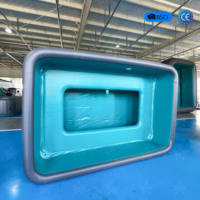 Piscine gonflable en PVC écologique, piscine rectangulaire hors sol stable avec siège confortable pour la baignade quotidienne en famille