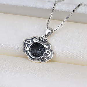 Pendentif rétro en argent S925 Yintai pour enfants avec perle de 8 mm, sans aiguille, support artisanal, bijoux - Product Image 4