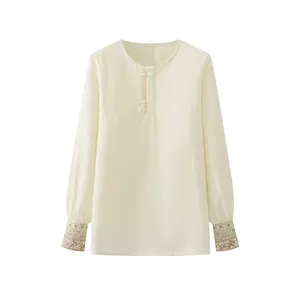 SHENZHU 2026 Primavera Nueva Camisa de Mujer, <span class=keywords><strong>Estilo</strong></span> Chino con Cuello Redondo y Puños Bordados, Elegancia Nacional, 2617 - Product Image 1