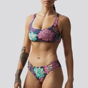 Wholesale factory price women bikini top with Removable pads polyester spandex swim wear super comfortable bikini suit