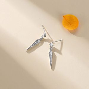 Boucles d'oreilles pendantes géométriques en argent sterling S925 avec zircone ronde, version cuivre personnalisable, cadeau créatif pour femmes - Product Image 2