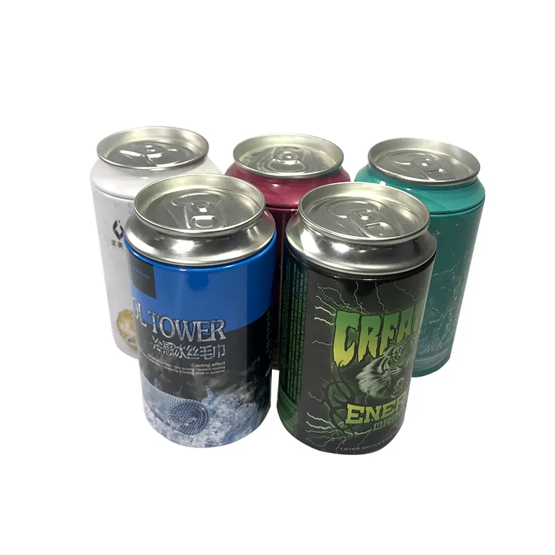 Promotional 330ml 500ml Round Beer Shape Tin Can design T-shirt Towel Packing Tin Can