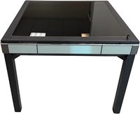 Table de Mahjong Automatique Moderne en Verre Noir et Bois, Modèle Skyline Elite 30, Machine Électrique Pliante, 4 Joueurs, Mélangeur Silencieux, OEM