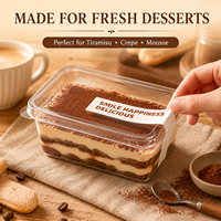 Boîte d'emballage transparente jetable pour dessert au tiramisu, mousse en couches, lait de soja, 280 ml