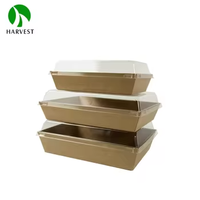 Boîte alimentaire pliable en papier kraft écologique de qualité alimentaire pour sushis à emporter, rectangulaire, capacité 750 ml