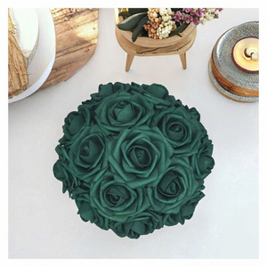 Lot de roses artificielles en mousse PE vert émeraude foncé de haute qualité avec <span class=keywords><strong>tige</strong></span> pour bouquets DIY, centres de table et boules de baisers pour la Journée de la Terre - Product Image 3