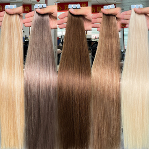 Extensions de cheveux naturels <span class=keywords><strong>Remy</strong></span> de qualité supérieure, double trame européenne, à bandes adhésives, 100 % cheveux humains - Product Image 1