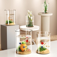 Grand aquarium cylindrique en verre PET transparent, sculpture paysagère, décoration écologique pour salon