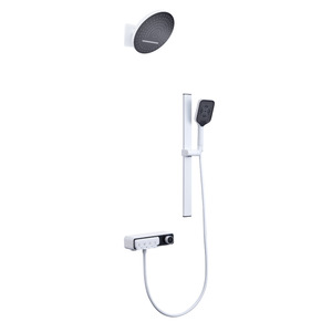 Sistema Doccia Moderno a Parete in Rame <span class=keywords><strong>Bianco</strong></span> con <span class=keywords><strong>Soffione</strong></span> Rotondo - Product Image 2