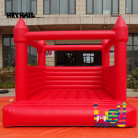 Château Gonflable Rouge avec Toboggan et Aire de Rebond pour Mariages, Fêtes en Jardin, Location Commerciale, Qualité Professionnelle, Logo Personnalisé