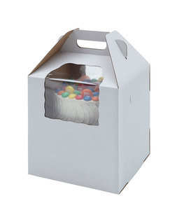 Custom kraft tall birthday wedding favor cake boxes in bulk with clear window