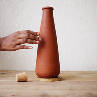 Ensemble bouteille d'eau et gobelet en terre cuite avec bouchon Orange en liège récipient d'eau en céramique d'argile avec tasse