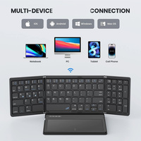 Keyboard BT lipat tiga portabel, papan ketik bantalan sentuh dapat dilipat nirkabel untuk Tablet IOS Android Windows ipad