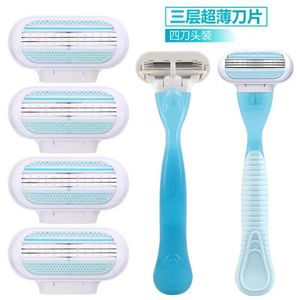 Women's Manual Razor Stainless Steel Blade Plastic Handle Body Shaving Razor Head Replacement For Legs Armpits - Product Image 4