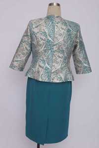 Robe de cérémonie vintage en polyester et élasthanne tissée, col rond, brocart, grande taille pour femmes, robe occasionnelle - Product Image 6