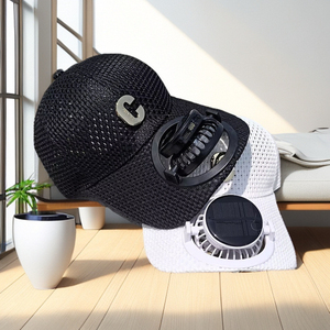 New Solar-<b>Powered</b> Fan Cap Summer Extended Brim <b>Mesh</b> Breathable Sun Protection Custom Baseball Cap - Product Image 3