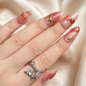 Vente en gros de <span class=keywords><strong>faux</strong></span> ongles en amande personnalisés avec étiquette privée, designs variés, marbrés floraux, dorés brillants - Product Image 4