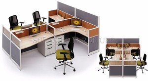 Escritorio de Oficina Minimalista <span class=keywords><strong>en</strong></span> Forma de Cruz para 4 Personas con Cajones de Almacenamiento - Product Image 5