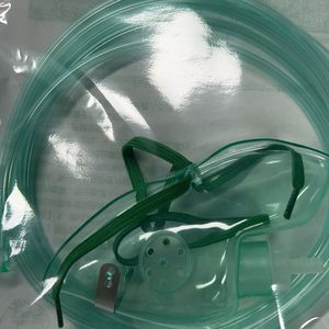 Disposable Oxygen Mask For Adult And Child Large S Small L Teal Blue Silicone Rubber Medical Grade With Tube And Strap - Product Image 1