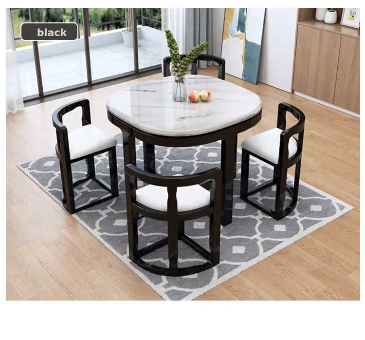 Sedie popolare semplice combinazione di famiglia in legno massello moderno appartamento casa in legno massello rettangolare in marmo tavolo da pranzo minimalista