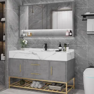 Luxury Bathroom Vanity Cabinet Single Sink Mirror Bathroom Vanity Lighting