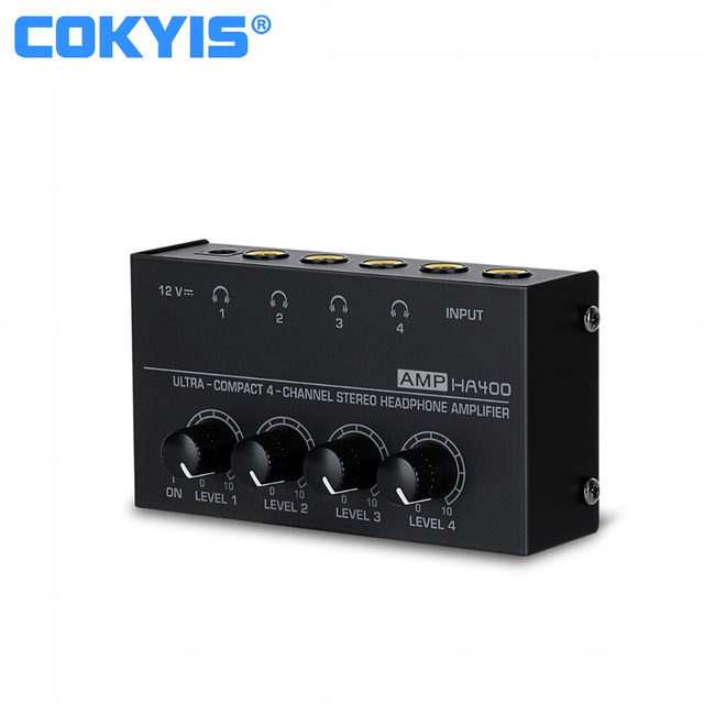 HA400 Metal 4-Channel Stereo Headphone Amplifier Portable In-Ear Monitor Recording Audio Interface
