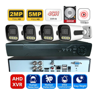 Système de surveillance par caméra TSEye 4CH AHD XVR Kit 5MP avec disque dur 500 Go, vision nocturne couleur IP66, détection de mouvement et audio unidirectionnel