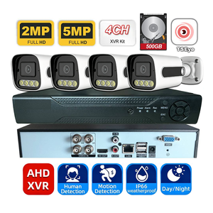 Kit de caméra de sécurité 4CH AHD XVR 2MP 5MP avec disque dur 500 Go, vision nocturne couleur IP66, système de surveillance CCTV domestique - Product Image 1