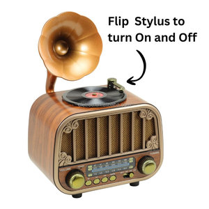 ELETREE MD-1318BT Altavoz Inalámbrico BT con Forma de Tocadiscos Retro, Gramófono de Estilo Vintage, <span class=keywords><strong>Radio</strong></span> AM <span class=keywords><strong>FM</strong></span> SW - Product Image 6