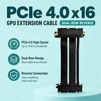 Câble de montage vertical GPU PCIe 4.0 X16 à bande passante de 64 Go/s, double rangée, double inversé, plaqué or 3-5μ, pour PC MOD