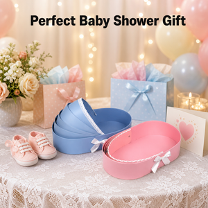 Wholesale Cradle Shape Gift Box Luxury Baby <b>Shower</b> Favors Packaging Lace Bow Newborn Carriage Hamper Gender Reveal Party 2026 - Product Image 2